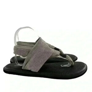 Sanuk womens sandals size 9 gray yoga mat cushy comfort recovery thong sling
